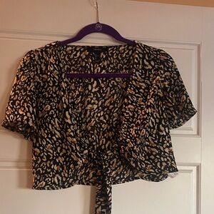 Forever 21 Black and Tan Leopard Print Blouse